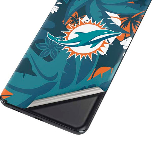 NFL Miami Dolphins Tropical Print Galaxy S21 Plus 5G Skin